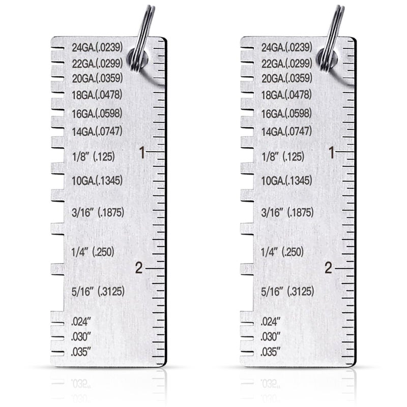 ZeeDix 2 PCS Metal Thickness Gauge Portable Steel Thickness Gauge Metal GaugeThickness Tool, Stainless Steel Plated Size Inspection Tool Welding Material Steel Gauge - Image 1